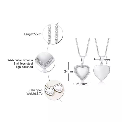 COLLAR RELICARIO SHINY HEART SILVER