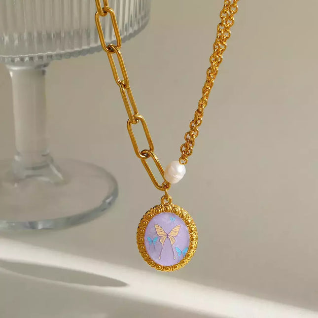 COLLAR MARIPOSA PEARL PURPLE