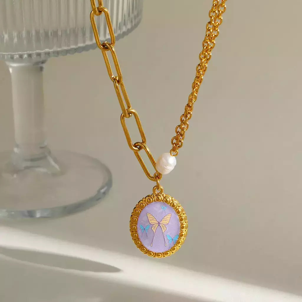 COLLAR MARIPOSA PEARL PURPLE